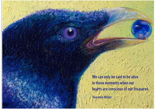  Artists to Watch Blackbird with T. Wilder Quote Blank Card 