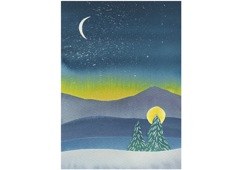  Artists to Watch Aurora with Trees & Moon Boxed Cards 