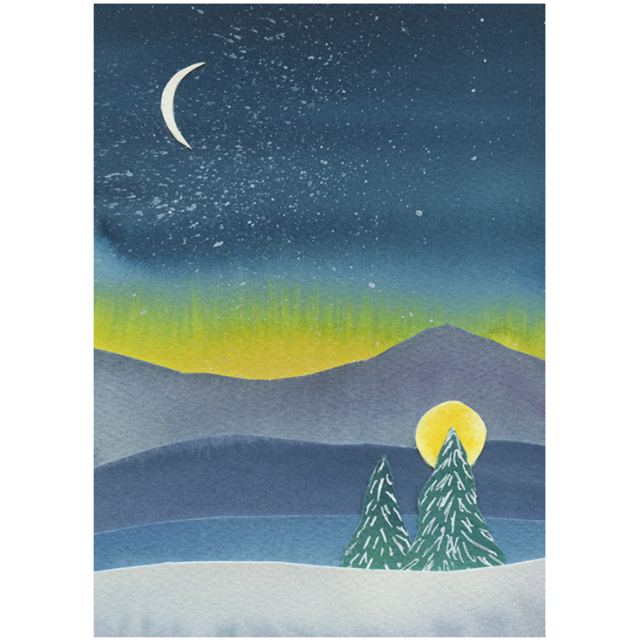 Aurora with Trees & Moon Boxed Cards