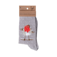 Women's Christmas Socks Jolly Robin