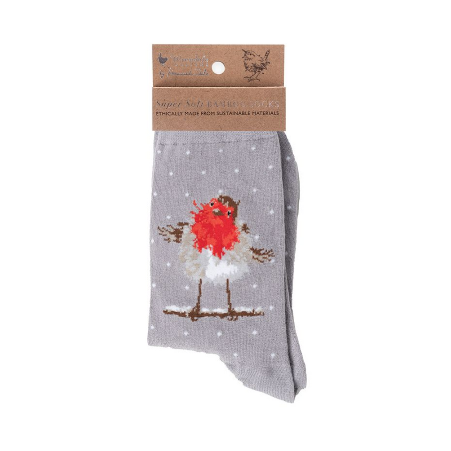 Women's Christmas Socks Jolly Robin
