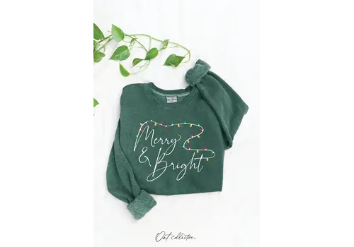 Oat Collective MERRY & BRIGHT Sweatshirt Dusty Forest 