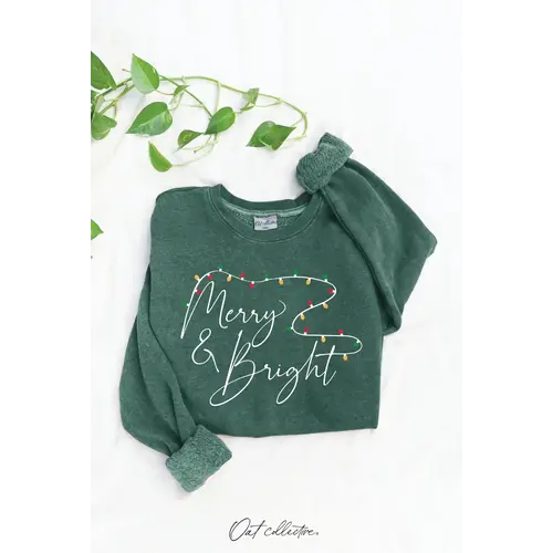  Oat Collective MERRY & BRIGHT Sweatshirt Dusty Forest 