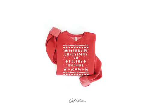  Oat Collective MERRY CHRISTMAS YA Sweatshirt Cranberry Heather 