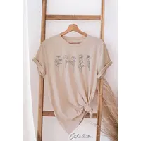 FLOWER ROW Graphic T-shirt Tan