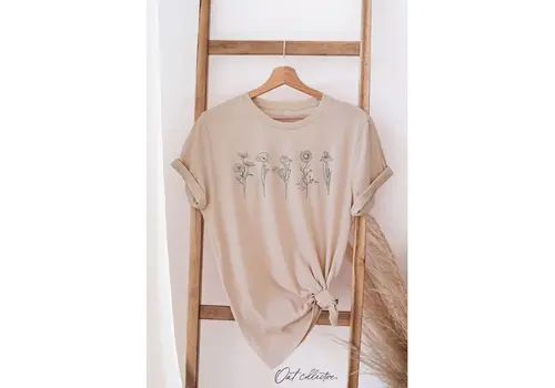  Oat Collective FLOWER ROW Graphic T-shirt Tan 
