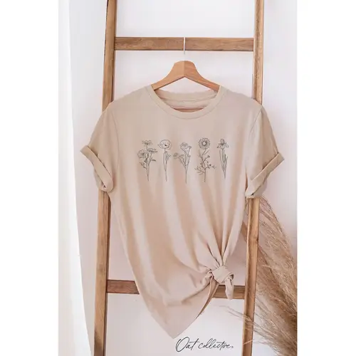  Oat Collective FLOWER ROW Graphic T-shirt Tan 
