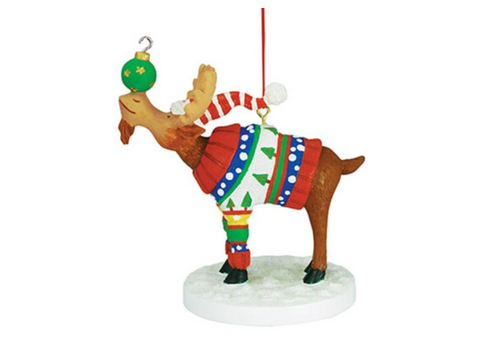  Cape Shore Christmas Sweater Moose Ornament 