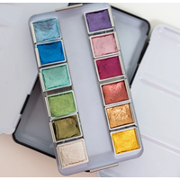 12 Color Travel Metallic Watercolor Paint Palette