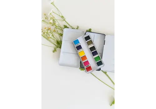  Bailey Rae Studio 12 Color Mini-Travel Watercolor Paint Palette 