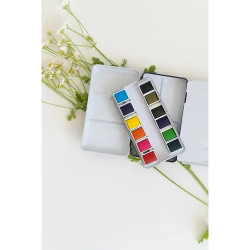  Bailey Rae Studio 12 Color Mini-Travel Watercolor Paint Palette 