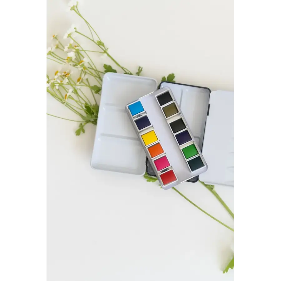 12 Color Mini-Travel Watercolor Paint Palette