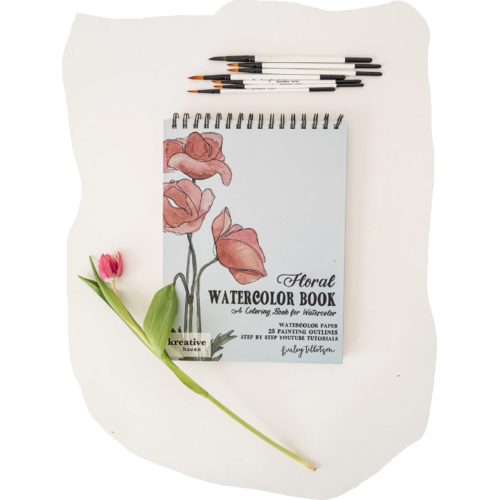  Bailey Rae Studio Floral Watercoloring Book-21 Outlines with Video Tutorials 