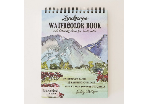  Bailey Rae Studio Landscape Watercoloring Book-21 Outlines with Video Tutorials 