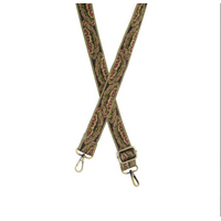 1.2" Olive Ornate Petals Guitar Strap