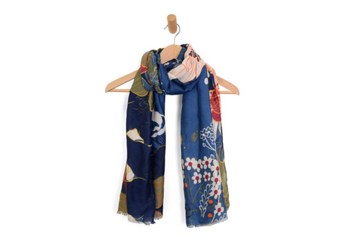  Joy Accessories Navy Scattered Blooms Scarf 