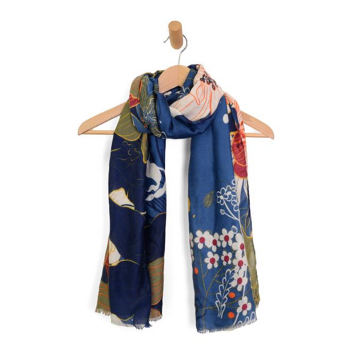  Joy Accessories Navy Scattered Blooms Scarf 