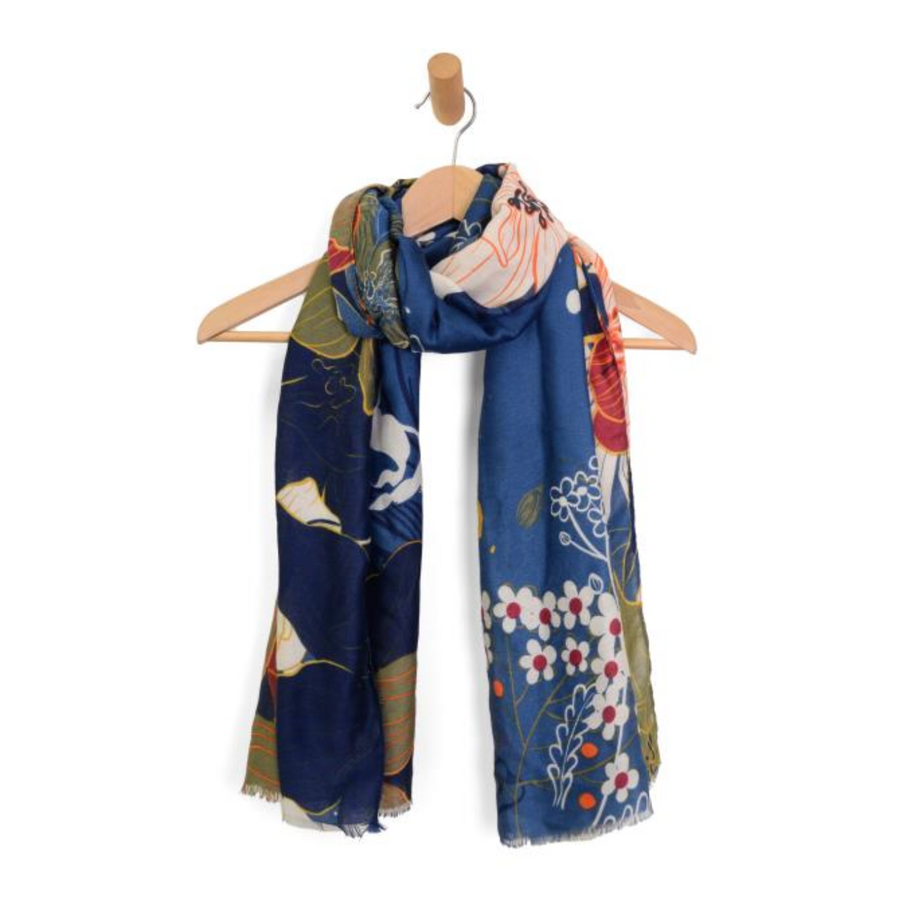 Navy Scattered Blooms Scarf