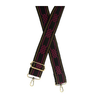 2"  Dark Magenta Simple Geometric Embroidered Guitar Strap