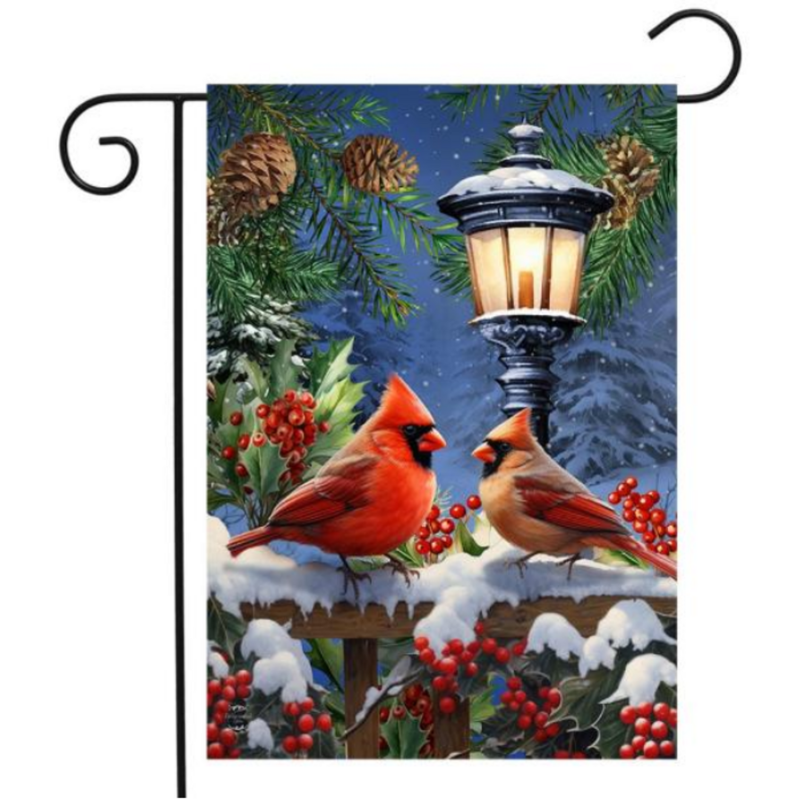 Winter Glow Cardinals Garden Flag