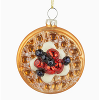 3.5" Glass Waffle with Fruit & Cream Ornament