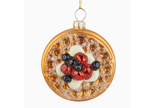  Silver Tree Home & Holiday 3.5" Glass Waffle with Fruit & Cream Ornament 