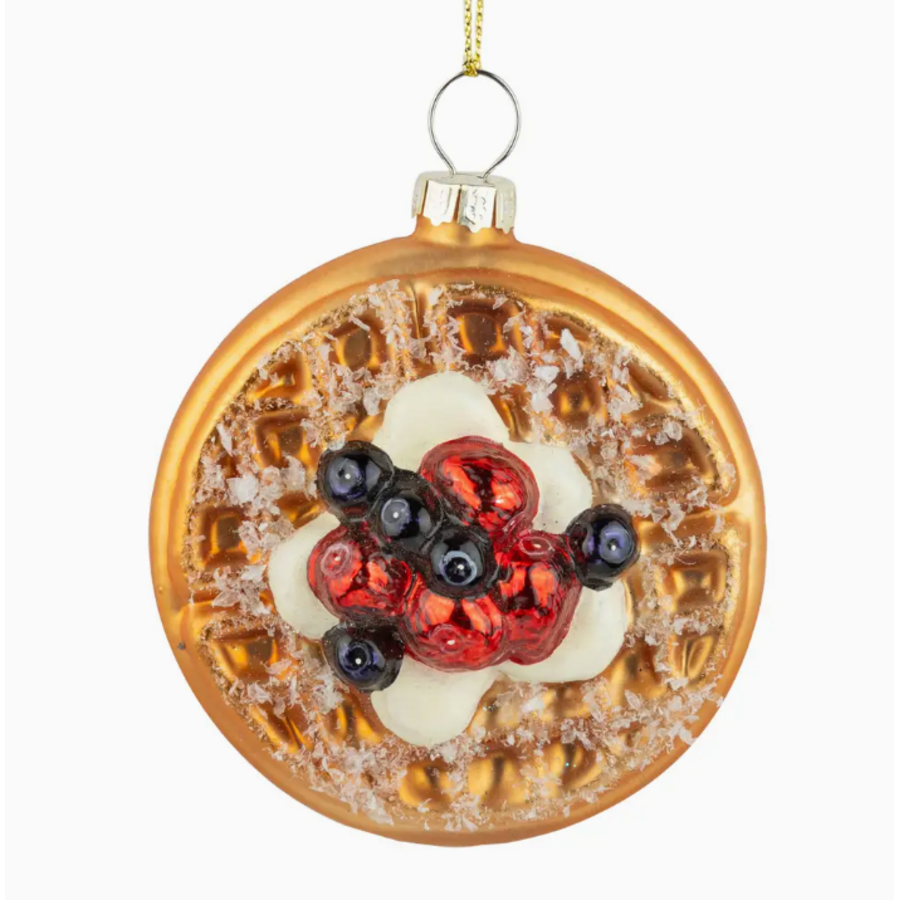 3.5" Glass Waffle with Fruit & Cream Ornament