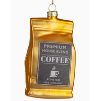 4" Glass Coffee Bag Ornament