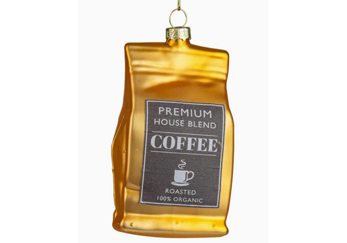  Silver Tree Home & Holiday 4" Glass Coffee Bag Ornament 