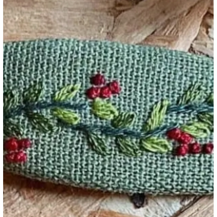 Wreath & Nuts Embroidered Hair Barrette