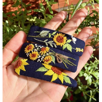 Sunflower Bouquet Embroidered Hair Barrette