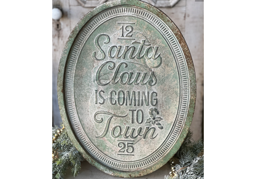  Santa Claus Is Coming To Town 24.5" Distressed Sign 