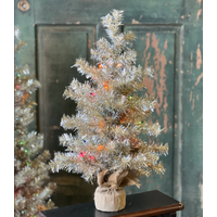 Pre-Lit Tinsel Tree 24" Multi