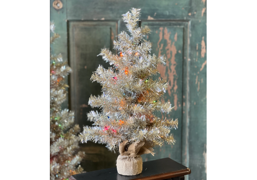  Pre-Lit Tinsel Tree 24" Multi 