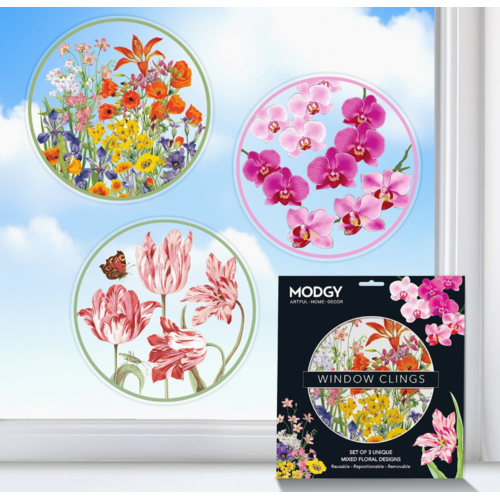  Modgy Window Cling Set of 3 Mixed Florals 