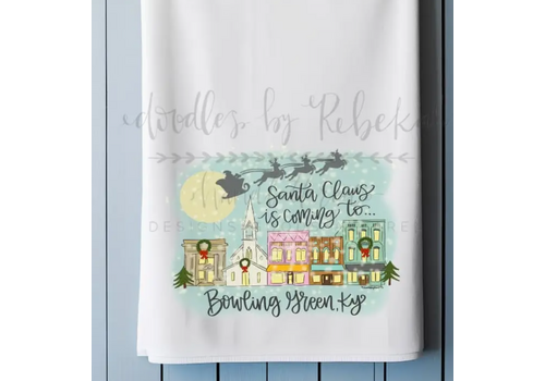  Doodles by Rebekah Santa Claus is Coming Tea Towel Portsmouth 