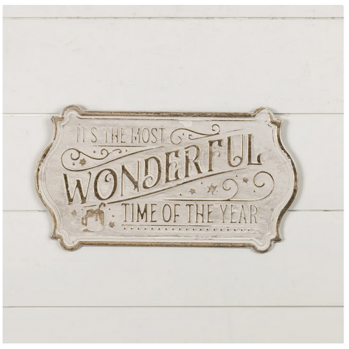 Ragon House Gold & White Most Wonderful Time of Year Sign   Ragon House Gold & White Most Wonderful Time of Year Sign