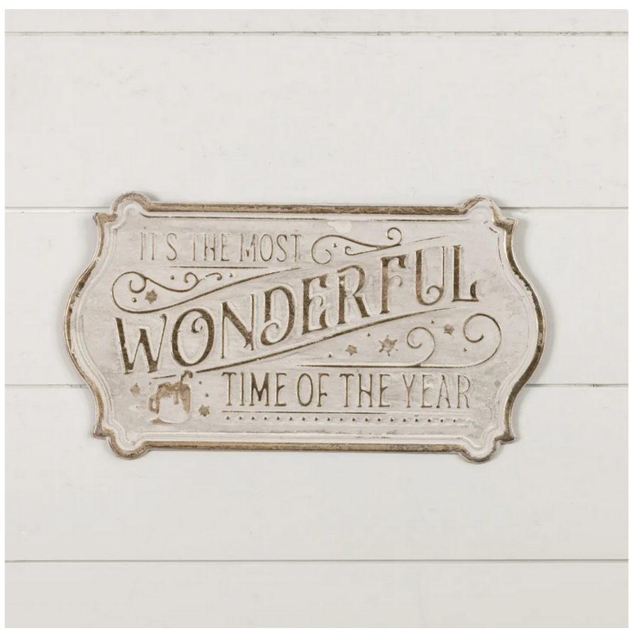 Gold & White Most Wonderful Time of Year Sign