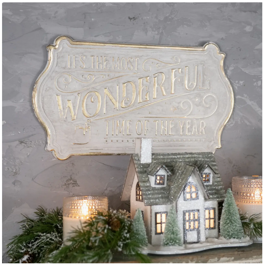 Gold & White Most Wonderful Time of Year Sign