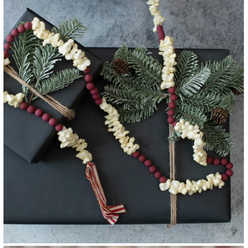  Ragon House 9' Popcorn Cranberry Garland 