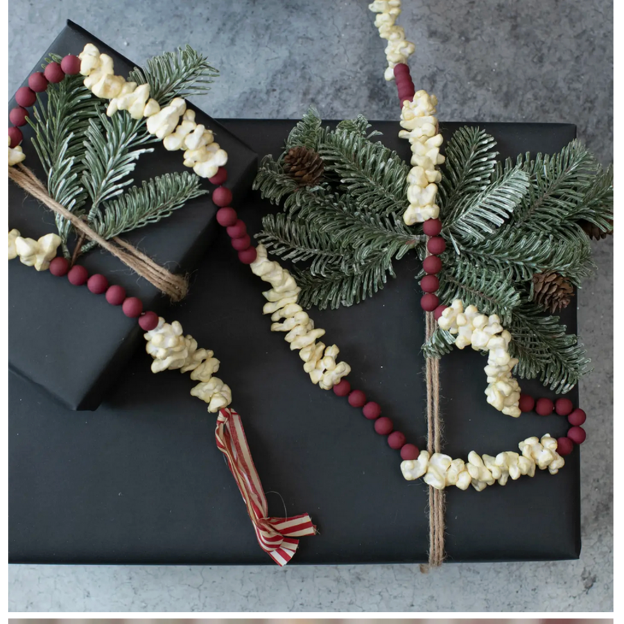 9' Popcorn Cranberry Garland
