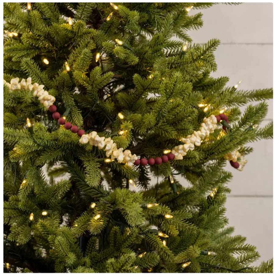 9' Popcorn Cranberry Garland