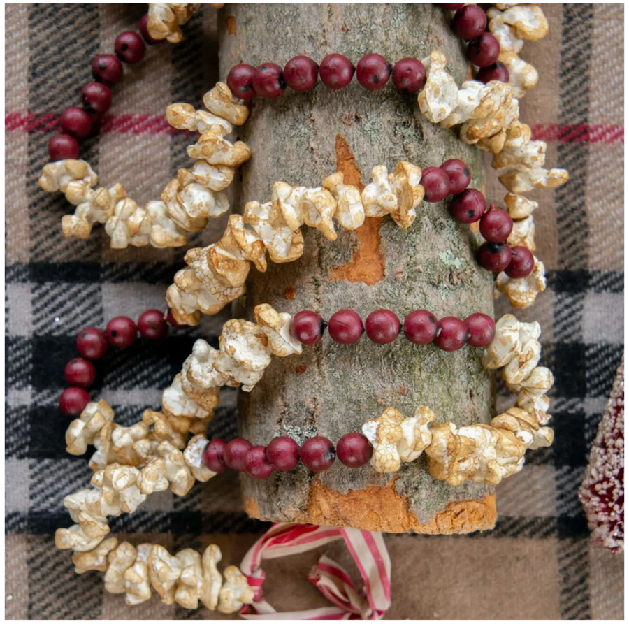 9' Popcorn Cranberry Garland