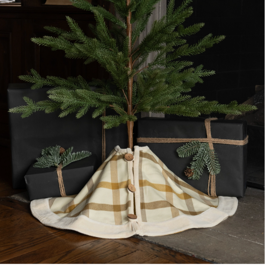 28" Cream Plaid Tree Skirt