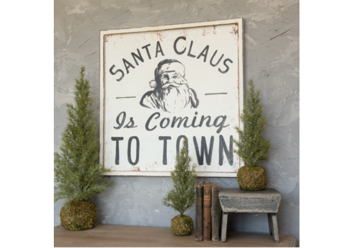  Ragon House 24" Black & White Santa Claus Is Coming To Town Sign 