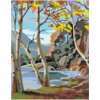 Fridgedoor Paint By Number Style Autumn Scene Magnet