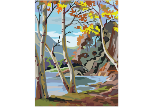  Fridgedoor Paint By Number Style Autumn Scene Magnet 