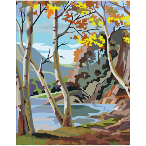  Fridgedoor Paint By Number Style Autumn Scene Magnet 
