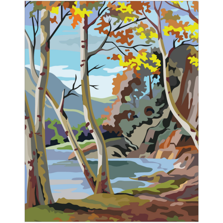 Paint By Number Style Autumn Scene Magnet