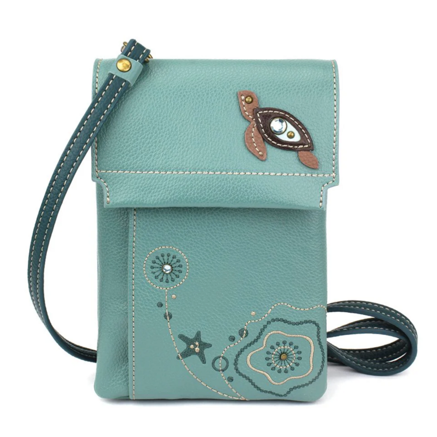 Flap Cell Phone Crossbody Turtle Teal